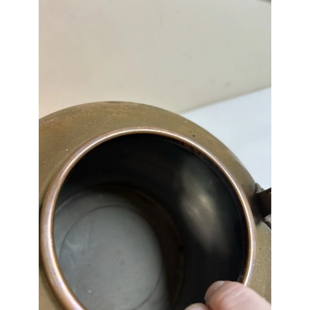 Mid Century Vintage Copper Tea Pot Kettle Wooden Handle & Knob Made In Portugal